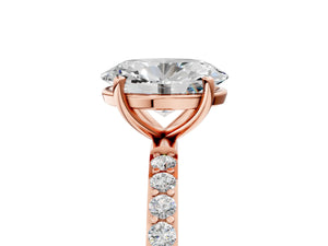 Rose gold Oval Cut Diamond Pavé Band Solitaire Ring with Four-Prong Setting_65