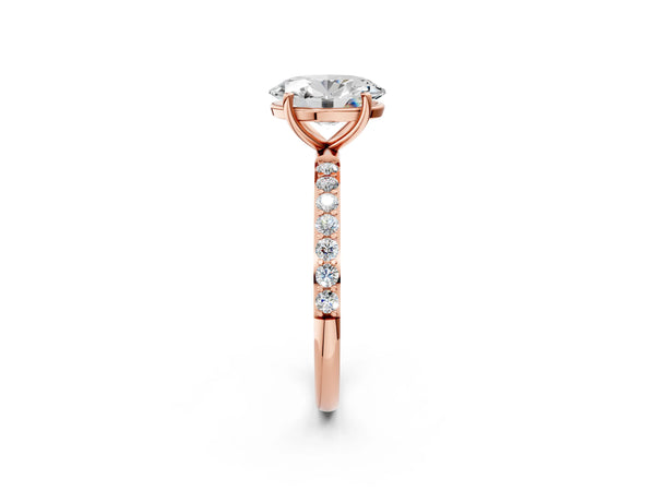 Rose gold Oval Cut Diamond Pavé Band Solitaire Ring with Four-Prong Setting_74