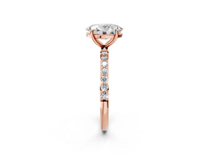 Rose gold Oval Cut Diamond Pavé Band Solitaire Ring with Four-Prong Setting_80