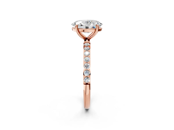 Rose gold Oval Cut Diamond Pavé Band Solitaire Ring with Four-Prong Setting_80