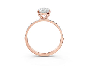 Rose gold Oval Cut Diamond Pavé Band Solitaire Ring with Four-Prong Setting_81