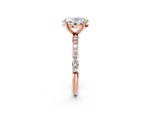 Rose gold Oval Cut Diamond Pavé Band Solitaire Ring with Four-Prong Setting_86