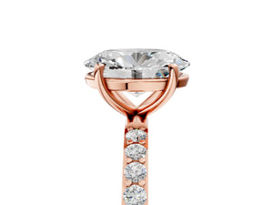 Rose gold Oval Cut Diamond Pavé Band Solitaire Ring with Four-Prong Setting_89