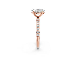 Rose gold Oval Cut Diamond Pavé Band Solitaire Ring with Four-Prong Setting_98