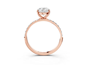 Rose gold Oval Cut Diamond Pavé Band Solitaire Ring with Four-Prong Setting_99