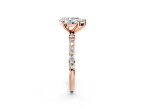 Rose gold Pear Cut Diamond Pavé Band Solitaire Ring with Four-Prong Setting_14