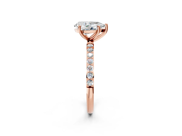 Rose gold Pear Cut Diamond Pavé Band Solitaire Ring with Four-Prong Setting_32