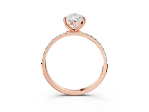 Rose gold Pear Cut Diamond Pavé Band Solitaire Ring with Four-Prong Setting_39