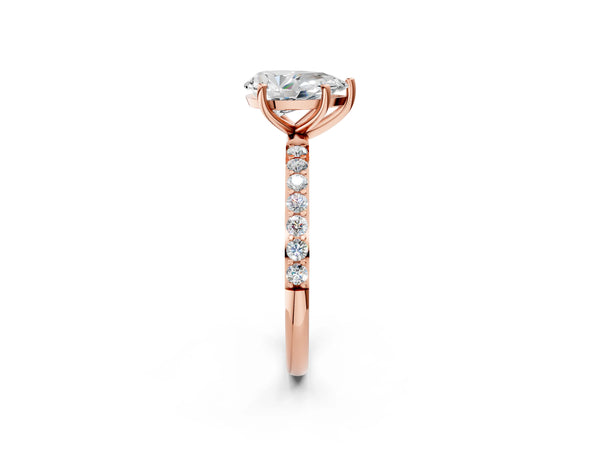 Rose gold Pear Cut Diamond Pavé Band Solitaire Ring with Four-Prong Setting_44