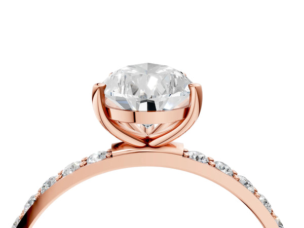 Rose gold Pear Cut Diamond Pavé Band Solitaire Ring with Four-Prong Setting_52