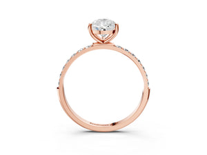 Rose gold Pear Cut Diamond Pavé Band Solitaire Ring with Four-Prong Setting_69