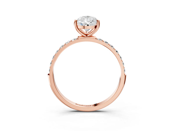Rose gold Pear Cut Diamond Pavé Band Solitaire Ring with Four-Prong Setting_75