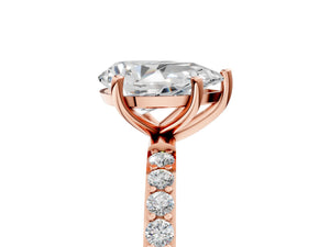 Rose gold Pear Cut Diamond Pavé Band Solitaire Ring with Four-Prong Setting_83