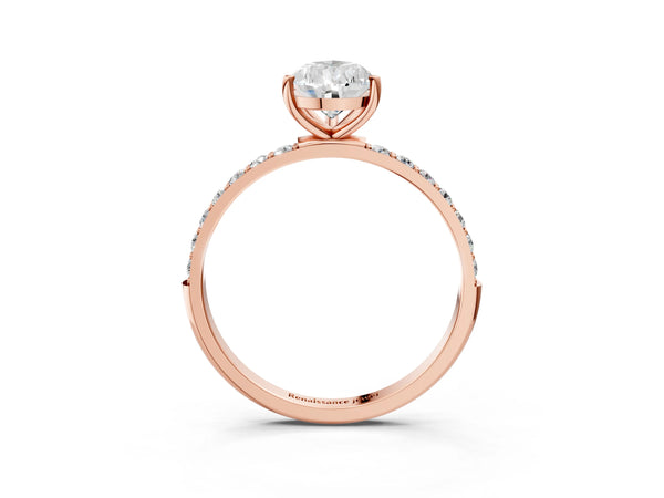 Rose gold Pear Cut Diamond Pavé Band Solitaire Ring with Four-Prong Setting_87