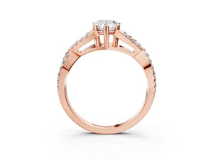 Rose gold Pear Solitaire Twist Band with Pavé Setting and Four-Prong Setting_105