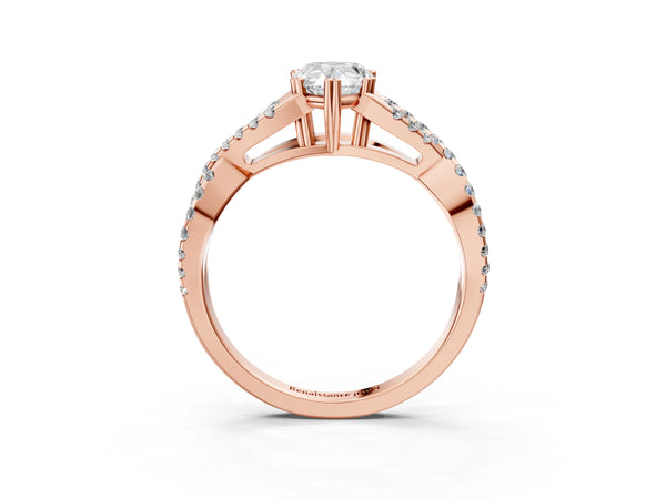 Rose gold Pear Solitaire Twist Band with Pavé Setting and Four-Prong Setting_139