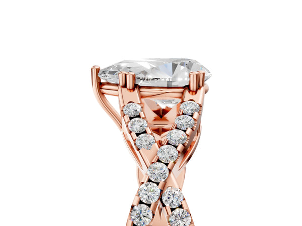 Rose gold Pear Solitaire Twist Band with Pavé Setting and Four-Prong Setting_147