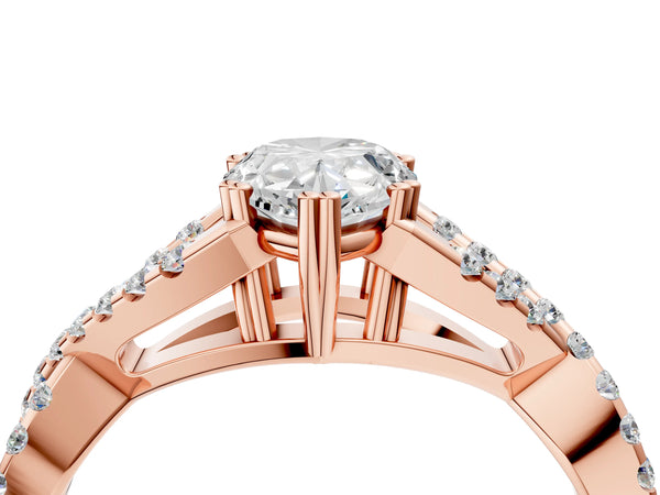 Rose gold Pear Solitaire Twist Band with Pavé Setting and Four-Prong Setting_152