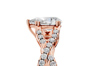 Rose gold Pear Solitaire Twist Band with Pavé Setting and Four-Prong Setting_35