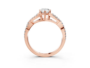 Rose gold Pear Solitaire Twist Band with Pavé Setting and Four-Prong Setting_39
