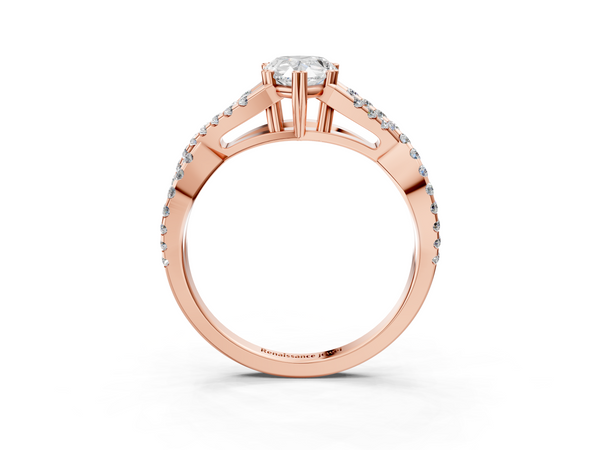 Rose gold Pear Solitaire Twist Band with Pavé Setting and Four-Prong Setting_3