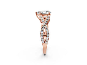Rose gold Pear Solitaire Twist Band with Pavé Setting and Four-Prong Setting_56