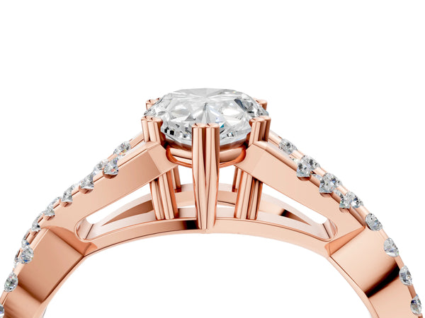 Rose gold Pear Solitaire Twist Band with Pavé Setting and Four-Prong Setting_70