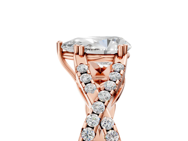 Rose gold Pear Solitaire Twist Band with Pavé Setting and Four-Prong Setting_77