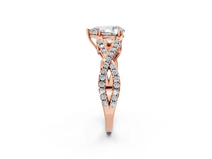 Rose gold Pear Solitaire Twist Band with Pavé Setting and Four-Prong Setting_80
