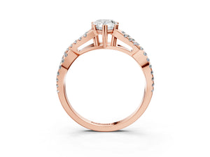 Rose gold Pear Solitaire Twist Band with Pavé Setting and Four-Prong Setting_93