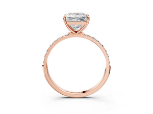 Rose gold Princess Cut Diamond Pavé Band Solitaire Ring with Four-Prong Setting_15