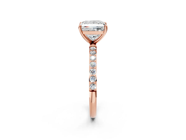 Rose gold Princess Cut Diamond Pavé Band Solitaire Ring with Four-Prong Setting_20