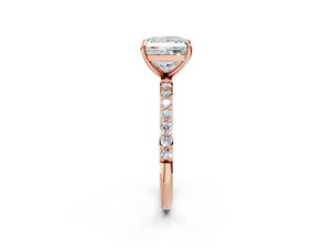 Rose gold Princess Cut Diamond Pavé Band Solitaire Ring with Four-Prong Setting_26