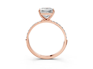 Rose gold Princess Cut Diamond Pavé Band Solitaire Ring with Four-Prong Setting_27