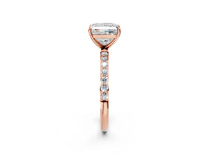 Rose gold Princess Cut Diamond Pavé Band Solitaire Ring with Four-Prong Setting_32