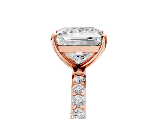 Rose gold Princess Cut Diamond Pavé Band Solitaire Ring with Four-Prong Setting_35