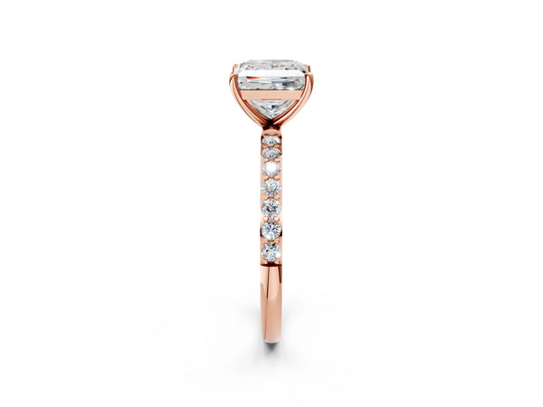Rose gold Princess Cut Diamond Pavé Band Solitaire Ring with Four-Prong Setting_38
