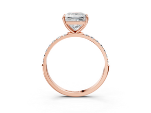 Rose gold Princess Cut Diamond Pavé Band Solitaire Ring with Four-Prong Setting_3