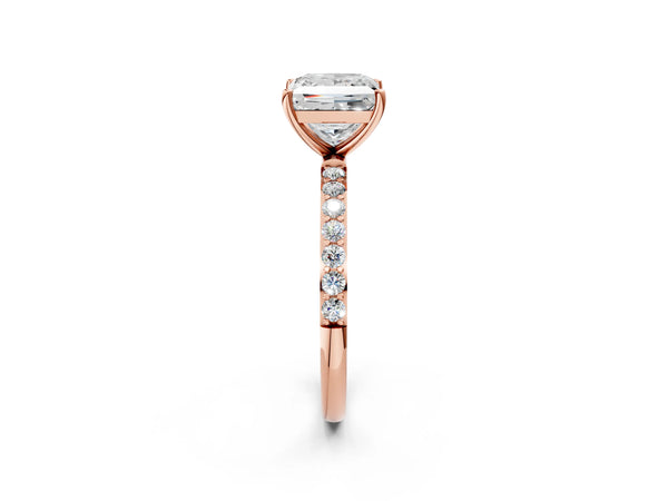 Rose gold Princess Cut Diamond Pavé Band Solitaire Ring with Four-Prong Setting_50