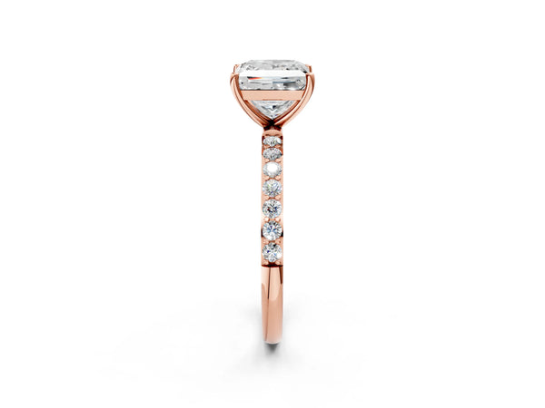 Rose gold Princess Cut Diamond Pavé Band Solitaire Ring with Four-Prong Setting_68