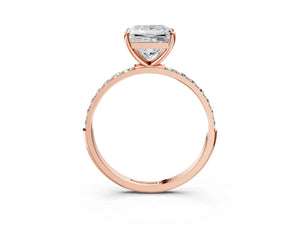Rose gold Princess Cut Diamond Pavé Band Solitaire Ring with Four-Prong Setting_75