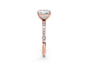 Rose gold Princess Cut Diamond Pavé Band Solitaire Ring with Four-Prong Setting_80
