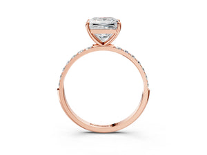 Rose gold Princess Cut Diamond Pavé Band Solitaire Ring with Four-Prong Setting_81
