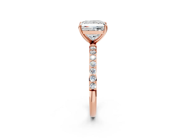 Rose gold Princess Cut Diamond Pavé Band Solitaire Ring with Four-Prong Setting_86