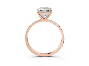 Rose gold Princess Cut Diamond Pavé Band Solitaire Ring with Four-Prong Setting_87