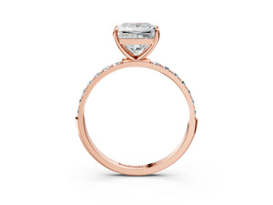 Rose gold Princess Cut Diamond Pavé Band Solitaire Ring with Four-Prong Setting_88