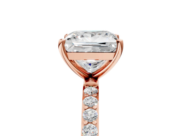 Rose gold Princess Cut Diamond Pavé Band Solitaire Ring with Four-Prong Setting_95