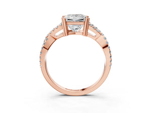 Rose gold Princess Solitaire Twist Band with Pavé Setting and Four-Prong Setting_39