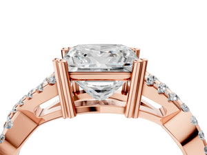 Rose gold Princess Solitaire Twist Band with Pavé Setting and Four-Prong Setting_46