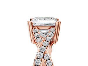Rose gold Princess Solitaire Twist Band with Pavé Setting and Four-Prong Setting_83